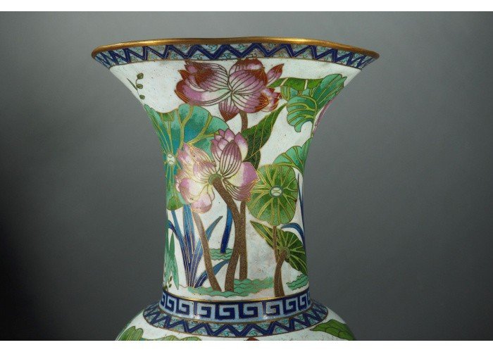 Asie - Grand vase cloisonné polychrome, Vietnam, 1900-photo-4