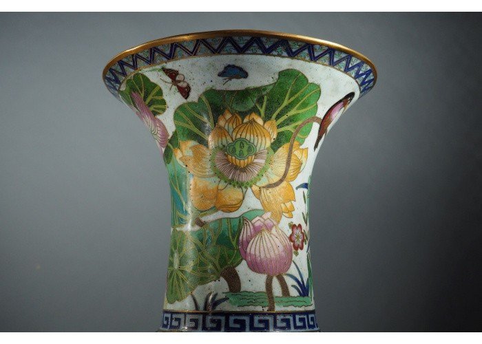 Asie - Grand vase cloisonné polychrome, Vietnam, 1900-photo-1