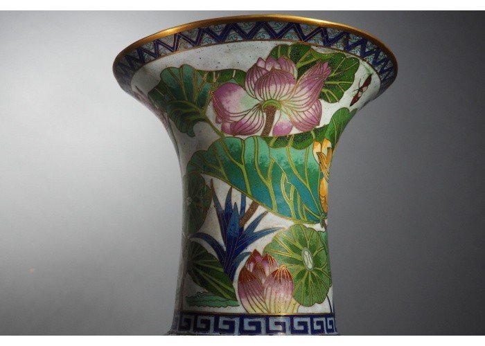 Asie - Grand vase cloisonné polychrome, Vietnam, 1900-photo-2