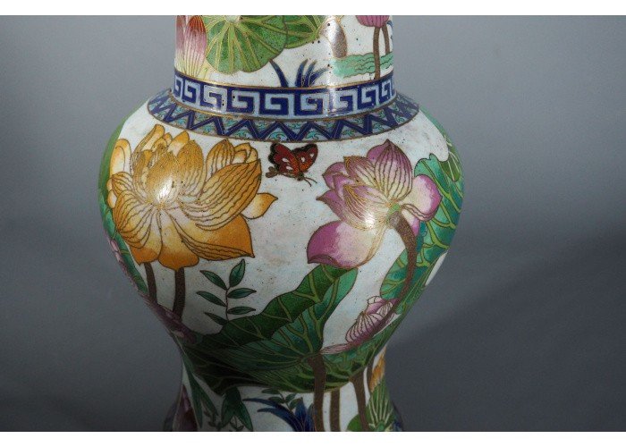 Asie - Grand vase cloisonné polychrome, Vietnam, 1900-photo-4