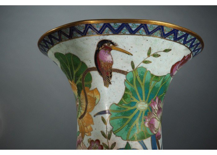 Asie - Grand vase cloisonné polychrome, Vietnam, 1900