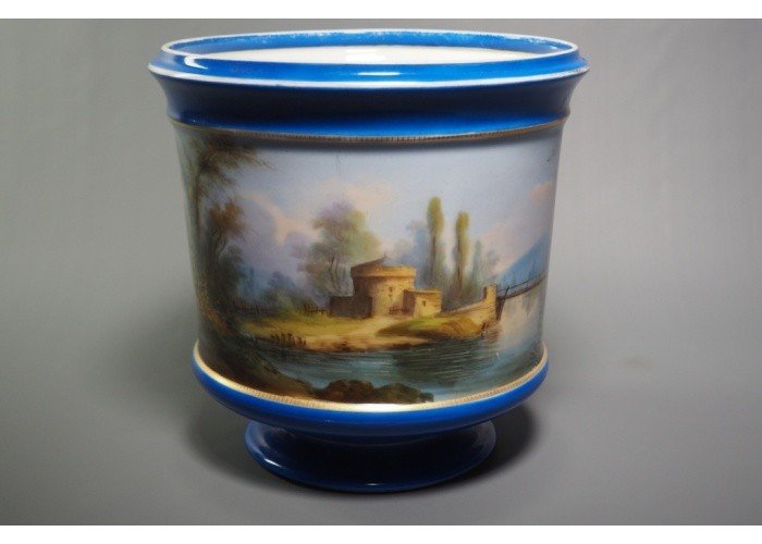 Cache-pot en porcelaine polychrome et dorée - Napoléon III-photo-4