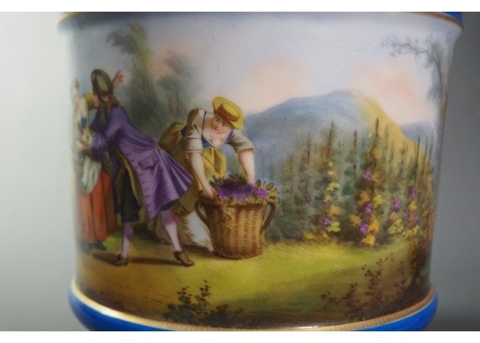 Cache-pot en porcelaine polychrome et dorée - Napoléon III-photo-2