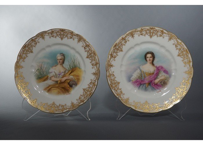 Pair Of Limoges Porcelain Plates By M. Granier - Havilland-photo-2