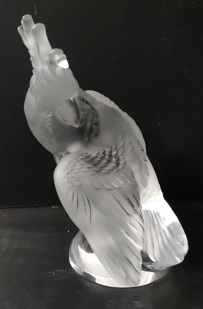 Statue Cacatoes Cristal Signe Lalique R France Hauteur 30 Cm-photo-3