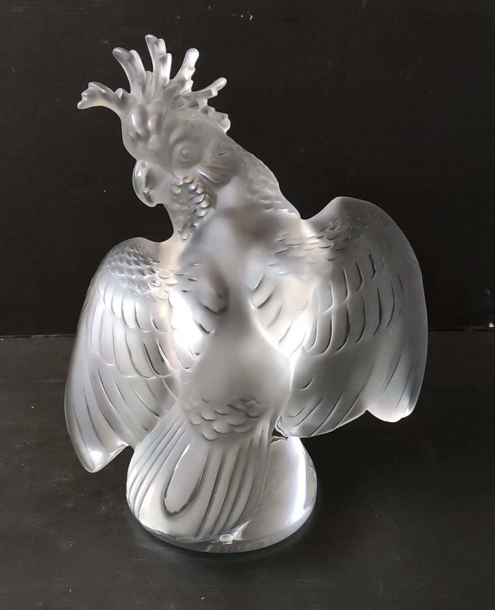 Statue Cacatoes Cristal Signe Lalique R France Hauteur 30 Cm-photo-4