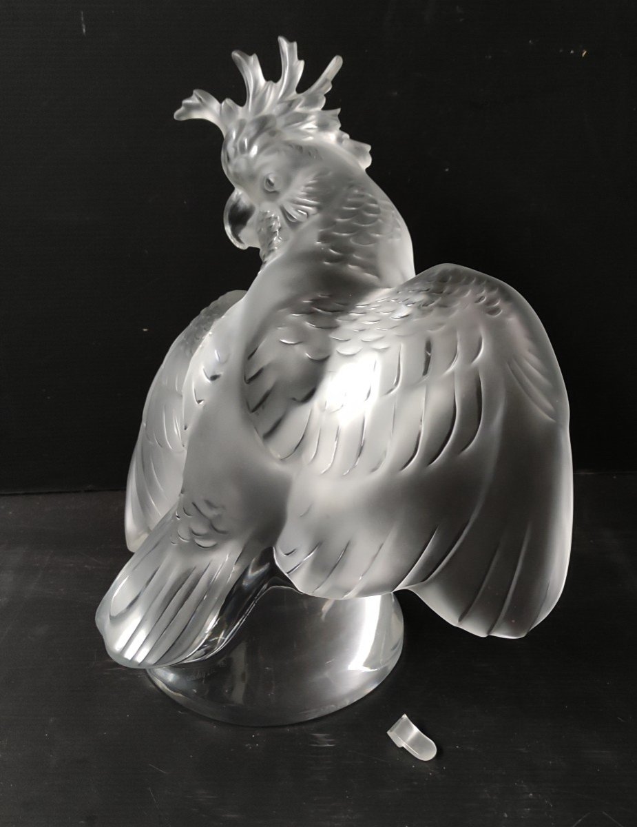 Statue Cacatoes Cristal Signe Lalique R France Hauteur 30 Cm