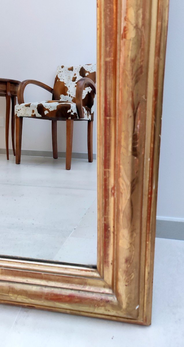 Gilding Fireplace Mirror With Gold Leaf Louis Philippe Style 19th Century-photo-4