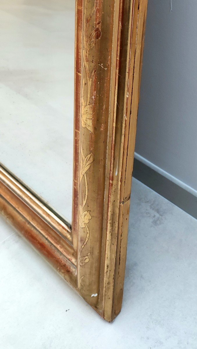 Gilding Fireplace Mirror With Gold Leaf Louis Philippe Style 19th Century-photo-1