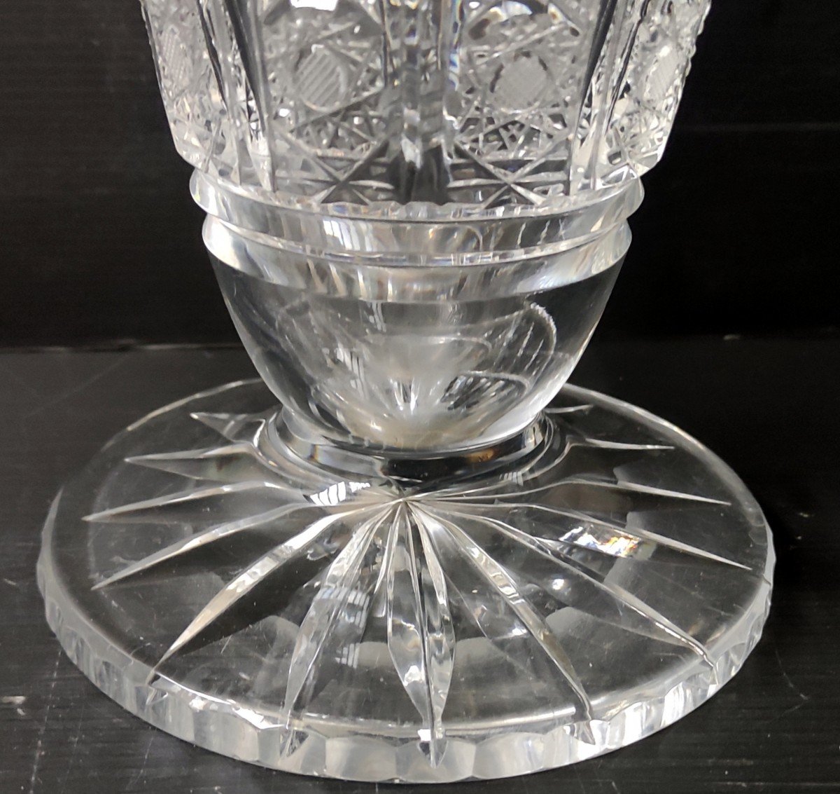 Vase Cristal Taille Boheme Signe Tchecoslovaquie Hauteur 31 Cm-photo-1