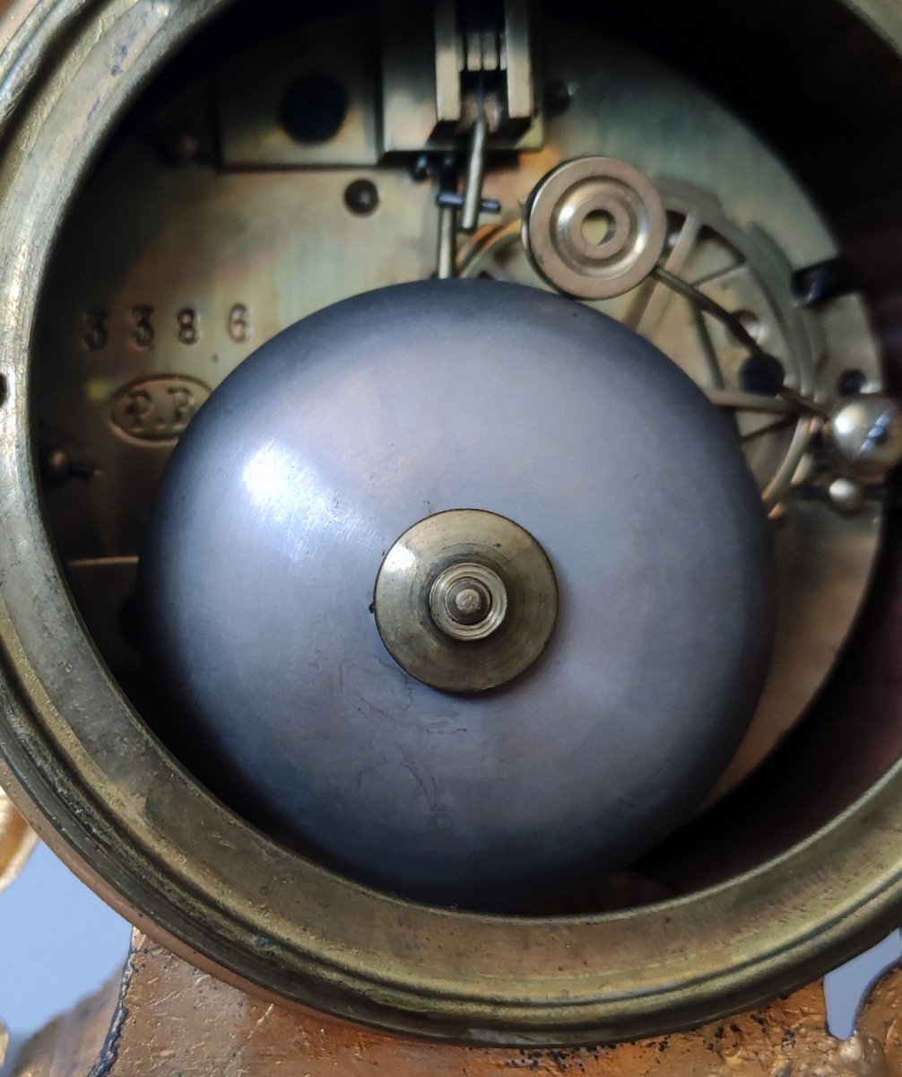 Regule  Fisherman Pendulum Clock Dore And White Alabaster Globe In Blown Glass 19th Century-photo-7