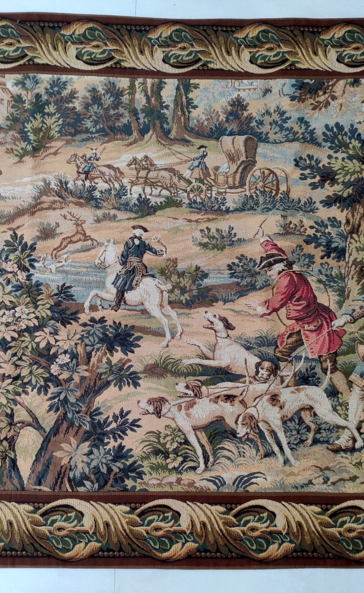 Gobelins Panel Wall Tapestry Jp Paris Chasse A Courre Renaissance Style 20th-photo-3