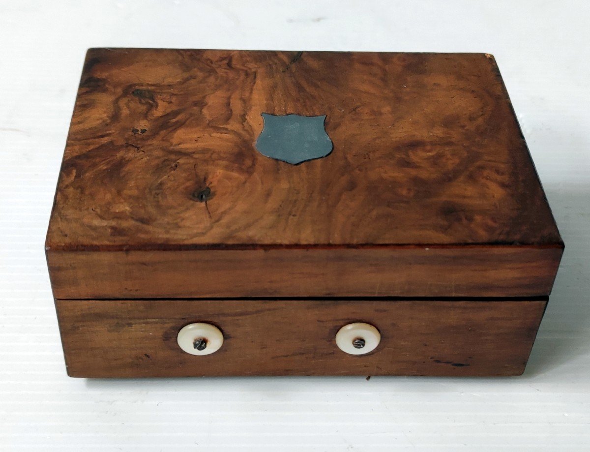 Music Box Snuffbox 2 Tunes Walnut Burl Wood Original Key Working Condition 19th Century-photo-2