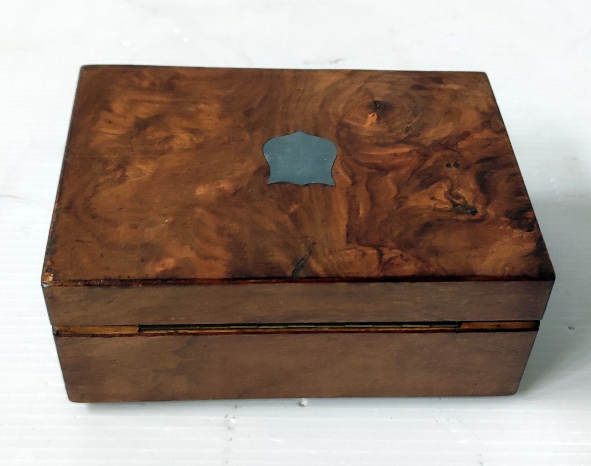 Music Box Snuffbox 2 Tunes Walnut Burl Wood Original Key Working Condition 19th Century-photo-2