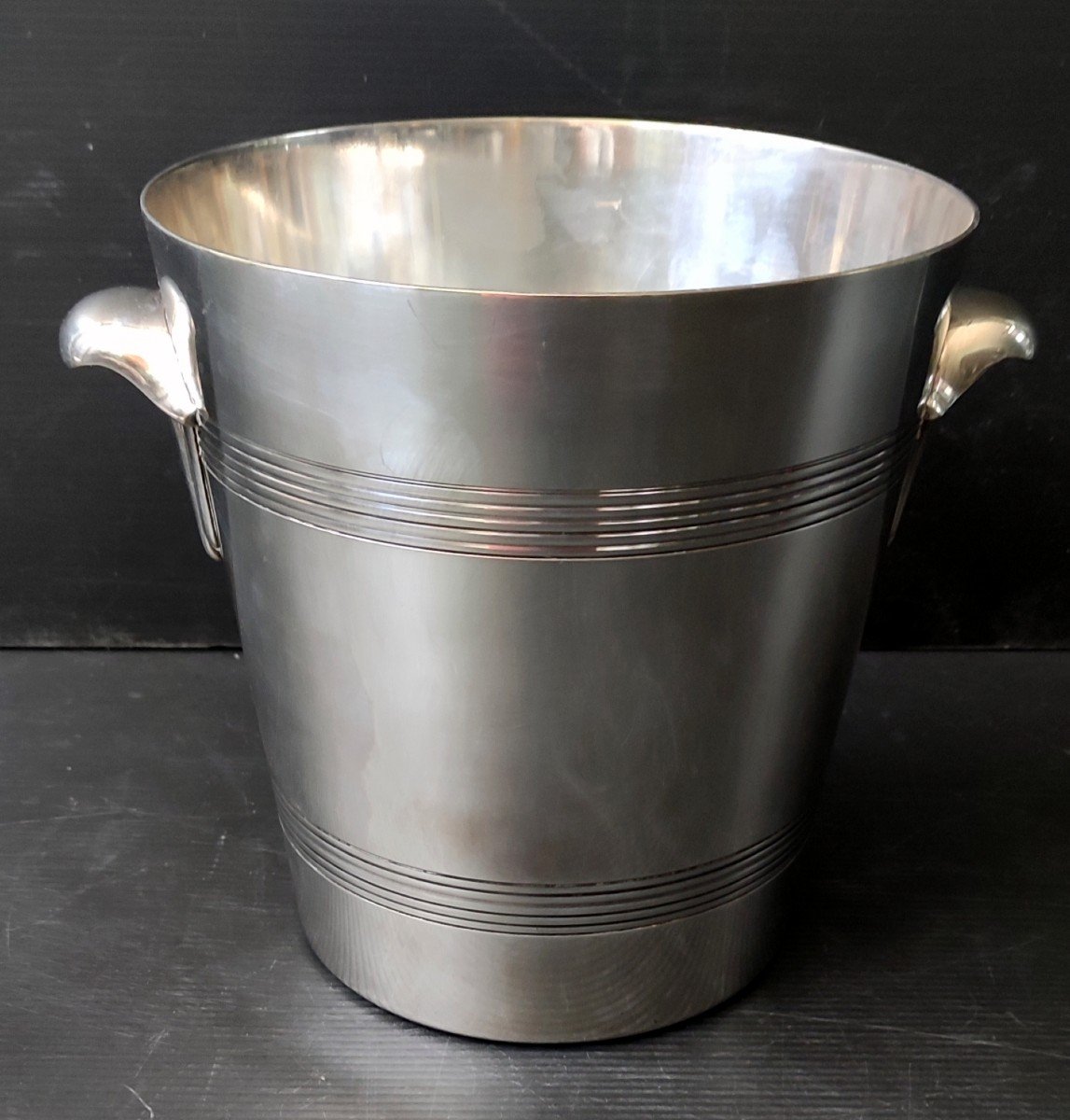 Champagne Bucket Silver Plate Arum Shape Handle Hallmark 30 Orfevre Soh-photo-2