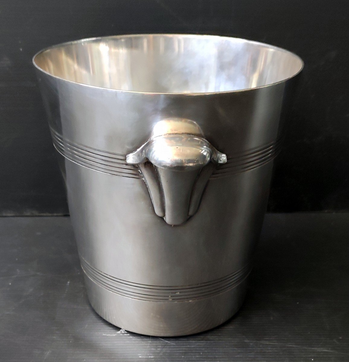 Champagne Bucket Silver Plate Arum Shape Handle Hallmark 30 Orfevre Soh-photo-3