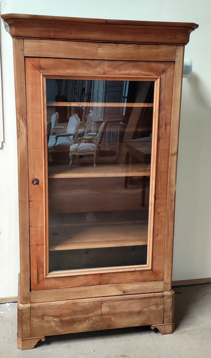 Louis Philippe Style Display Cabinet Solid Cherry Wood 1 Glass Window 1 Drawer Height 2.05 M