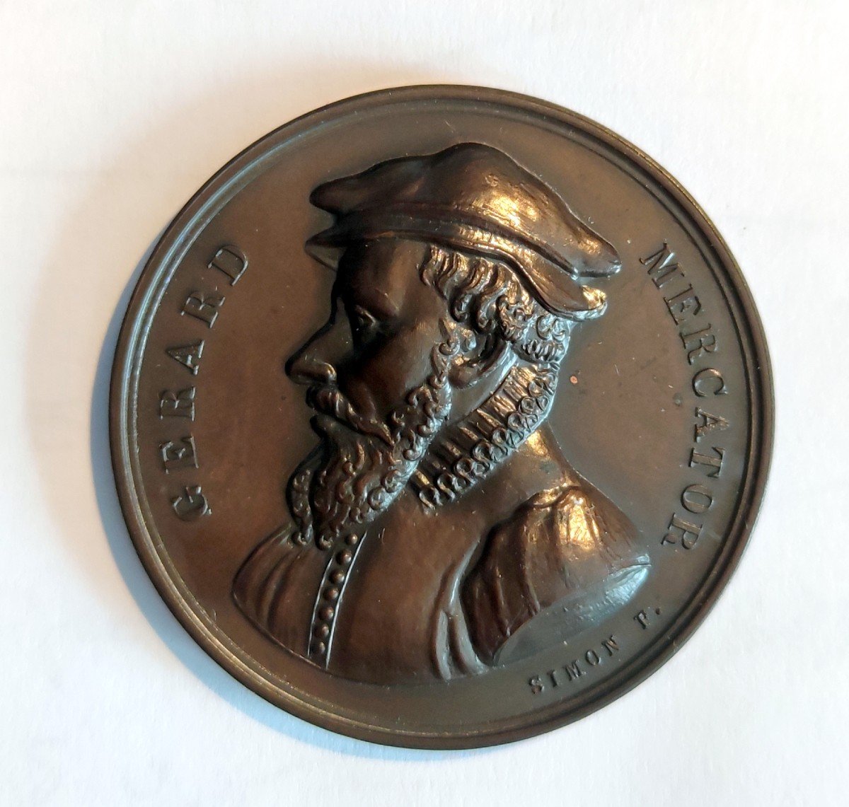 Gerard Mercator Commemorative Medal Belgium Engraved By F. Simon Bronze