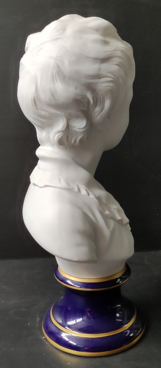 Statue Bust Of Young Girl After Houdon Limoges Porcelain Signed Tharaud France Height 40 Cm-photo-2