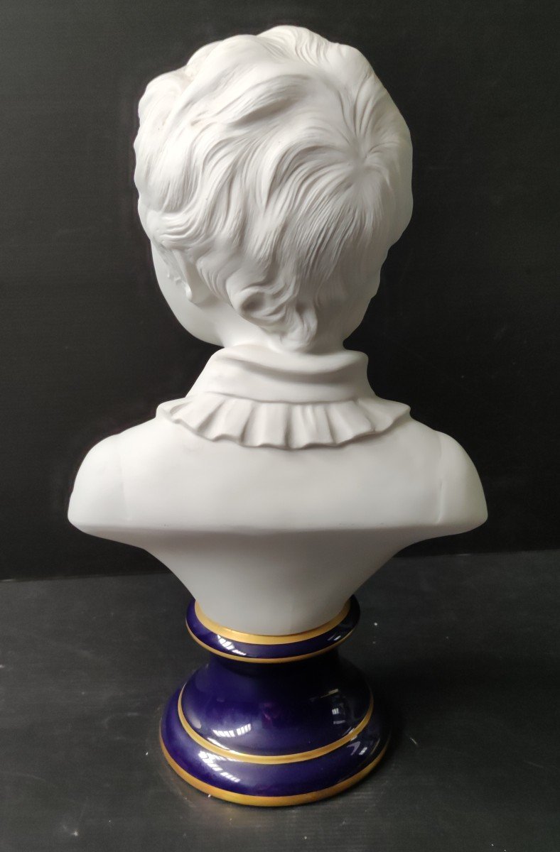 Statue Bust Of Young Girl After Houdon Limoges Porcelain Signed Tharaud France Height 40 Cm-photo-4