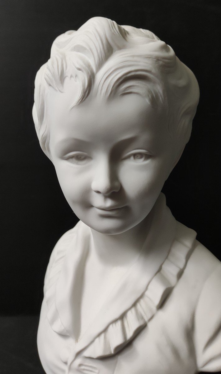 Statue Bust Of Young Girl After Houdon Limoges Porcelain Signed Tharaud France Height 40 Cm-photo-1