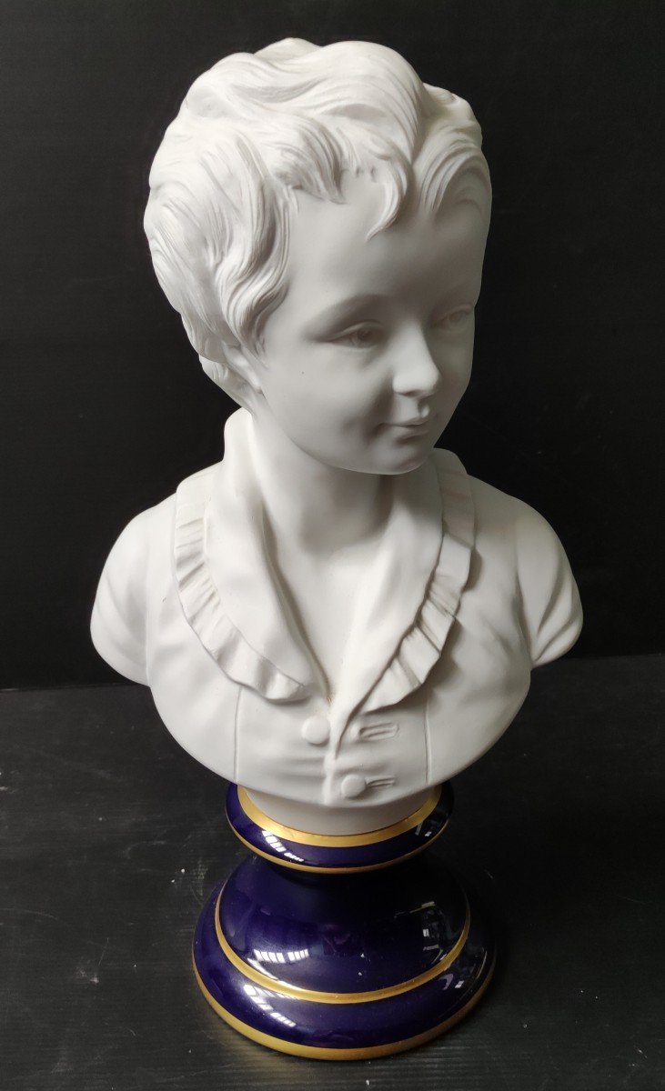 Statue Bust Of Young Girl After Houdon Limoges Porcelain Signed Tharaud France Height 40 Cm-photo-3