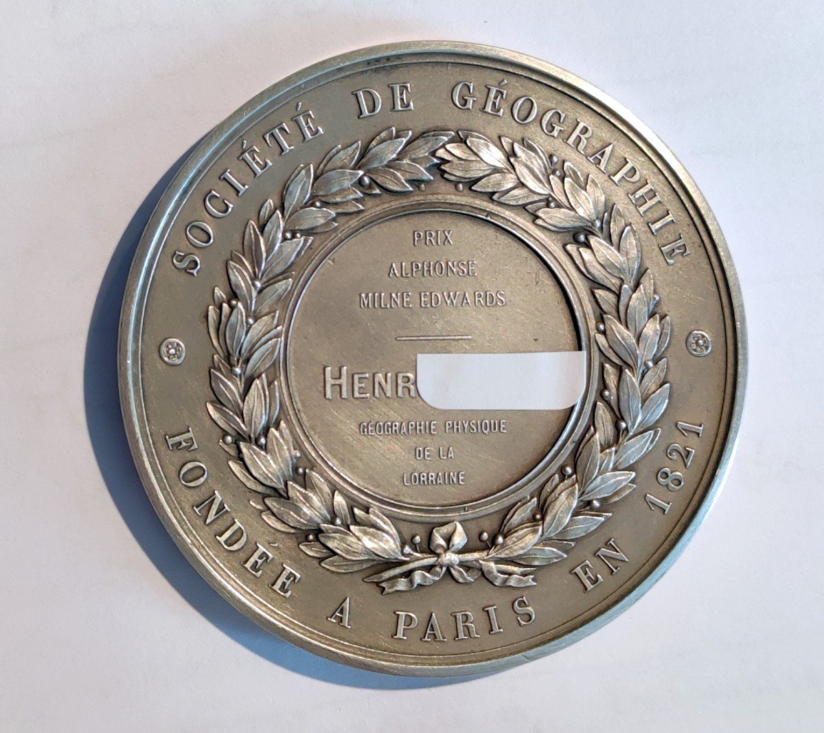 Medaille Nominative Ste Geographie Prix Milne Edwards Grave A. Fecit 1903 Argent-photo-2