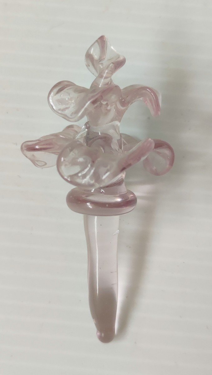 Zanfirico Murano Blown Glass Perfume Bottle Flower Shape Stem Stopper 20th Century-photo-4