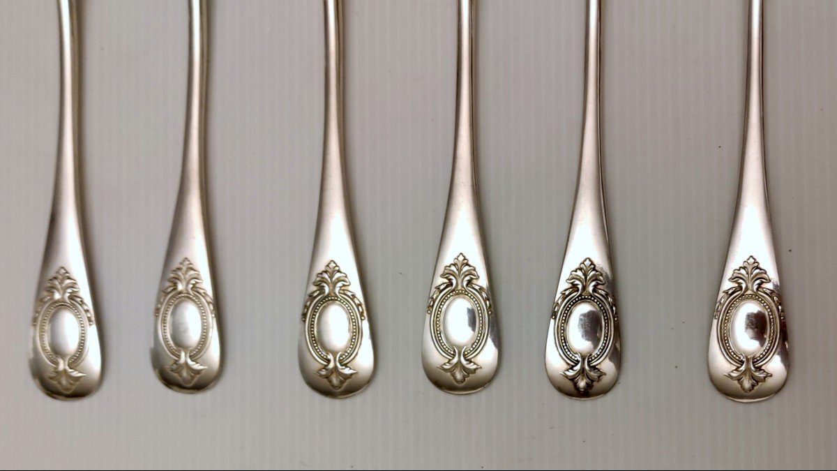 Menagere 12 Couvert 6 Cuillere 6 Fourchette Plaque Argent Poincon 60  Style Louis XV-photo-2