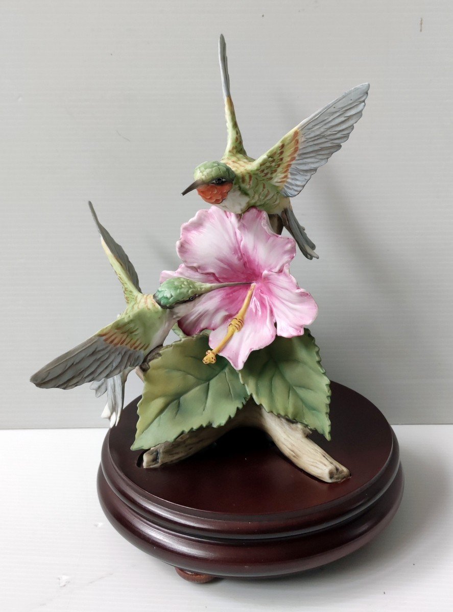 Statue Group Bird Hummingbird Porcelain Kaiser Sign Germany Hand Painted No. 184