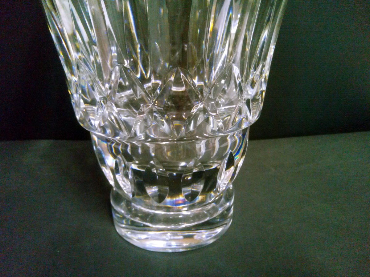 Important Vase Cristal Taille Estampille Baccarat France Hauteur 29 cm-photo-2