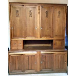 Meuble De Metier De Bureau Loft Atelier Chene Massif Art Deco Longueur  2.30 M