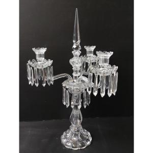 Girandole Candlestick 3 Branches Crystal Tassels Baccarat Size Height 60 Cm