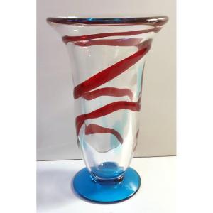 Vase Cristal Decor En Relief Baccarat Daum  Art Deco