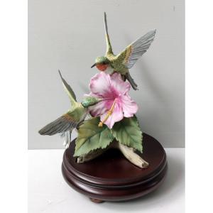 Statue Group Bird Hummingbird Porcelain Kaiser Sign Germany Hand Painted No. 184