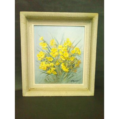 Oil Painting Sign R. Perisse Bouquet Of Flowers 1897-1969 Nancy