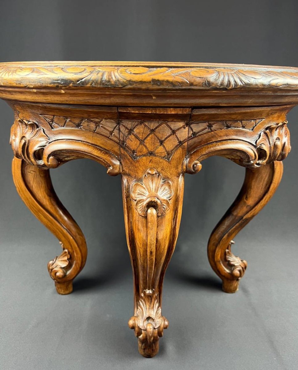 Antique French Louis XV Style Carved Wood Coffee Table Or Stand, Circa 1900.-photo-3