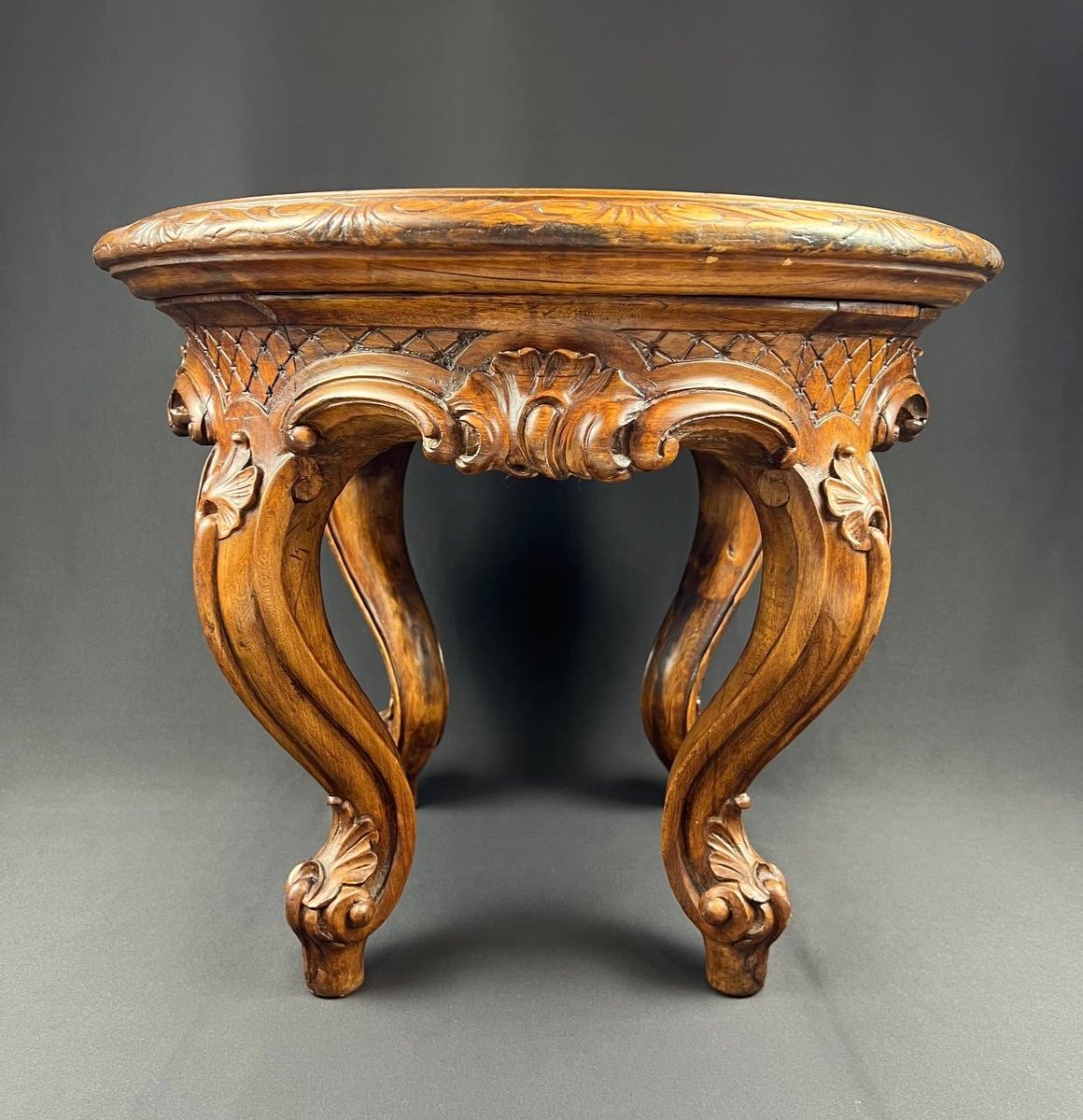 Antique French Louis XV Style Carved Wood Coffee Table Or Stand, Circa 1900.-photo-3