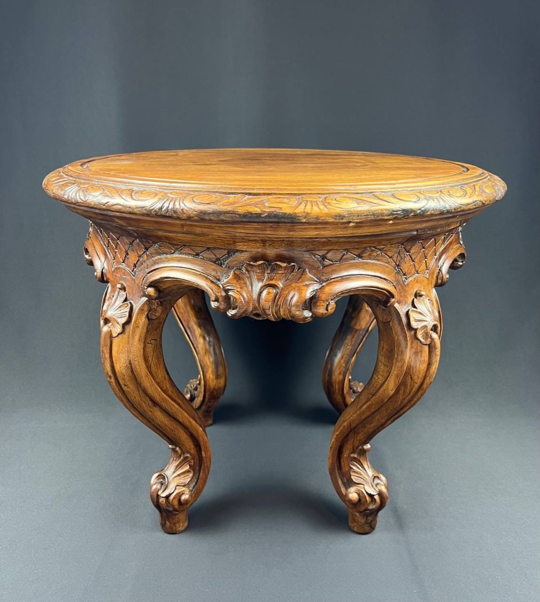 Antique French Louis XV Style Carved Wood Coffee Table Or Stand, Circa 1900.