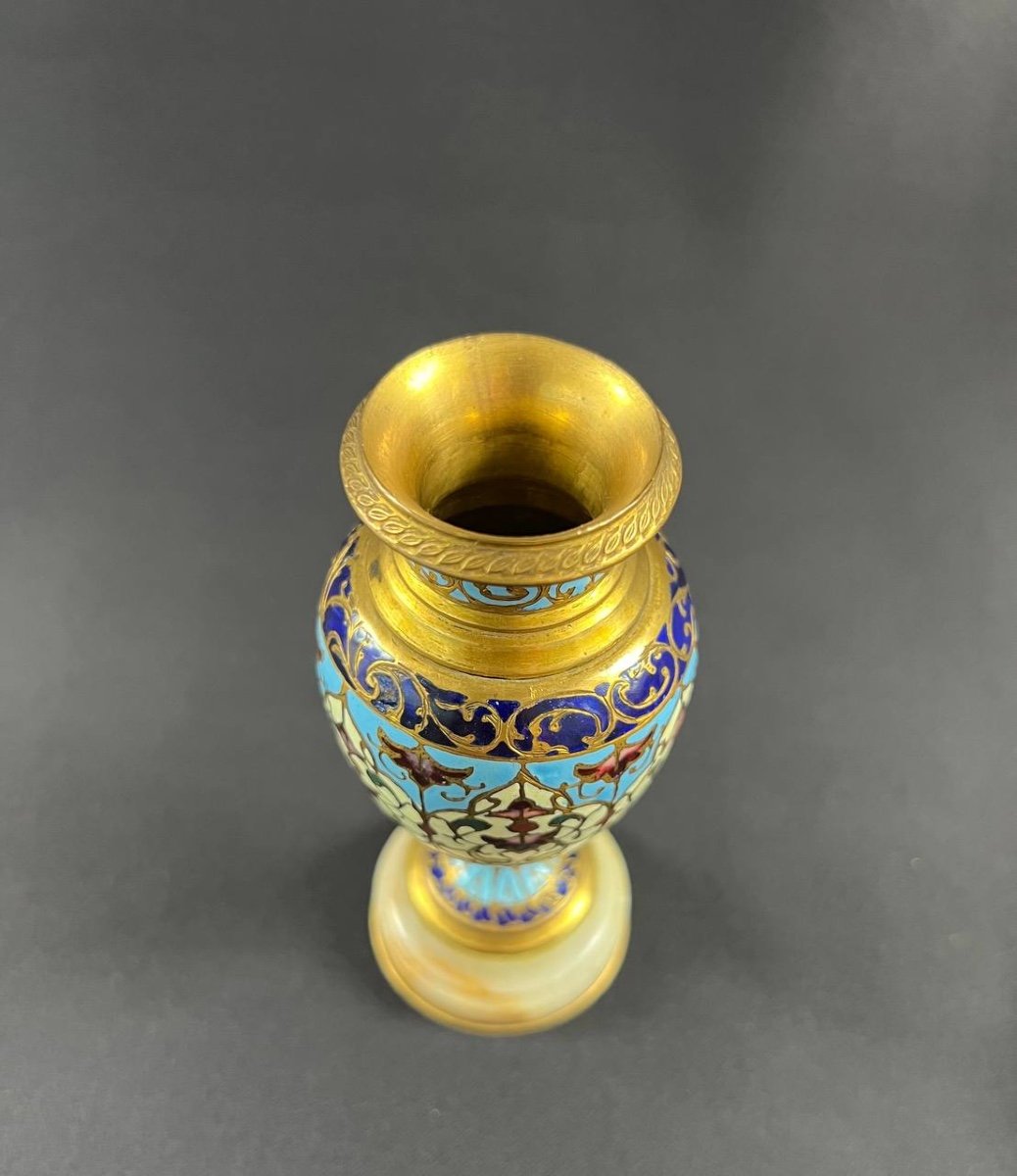 Paire De Vases Balustre En émail Cloisonné-photo-5