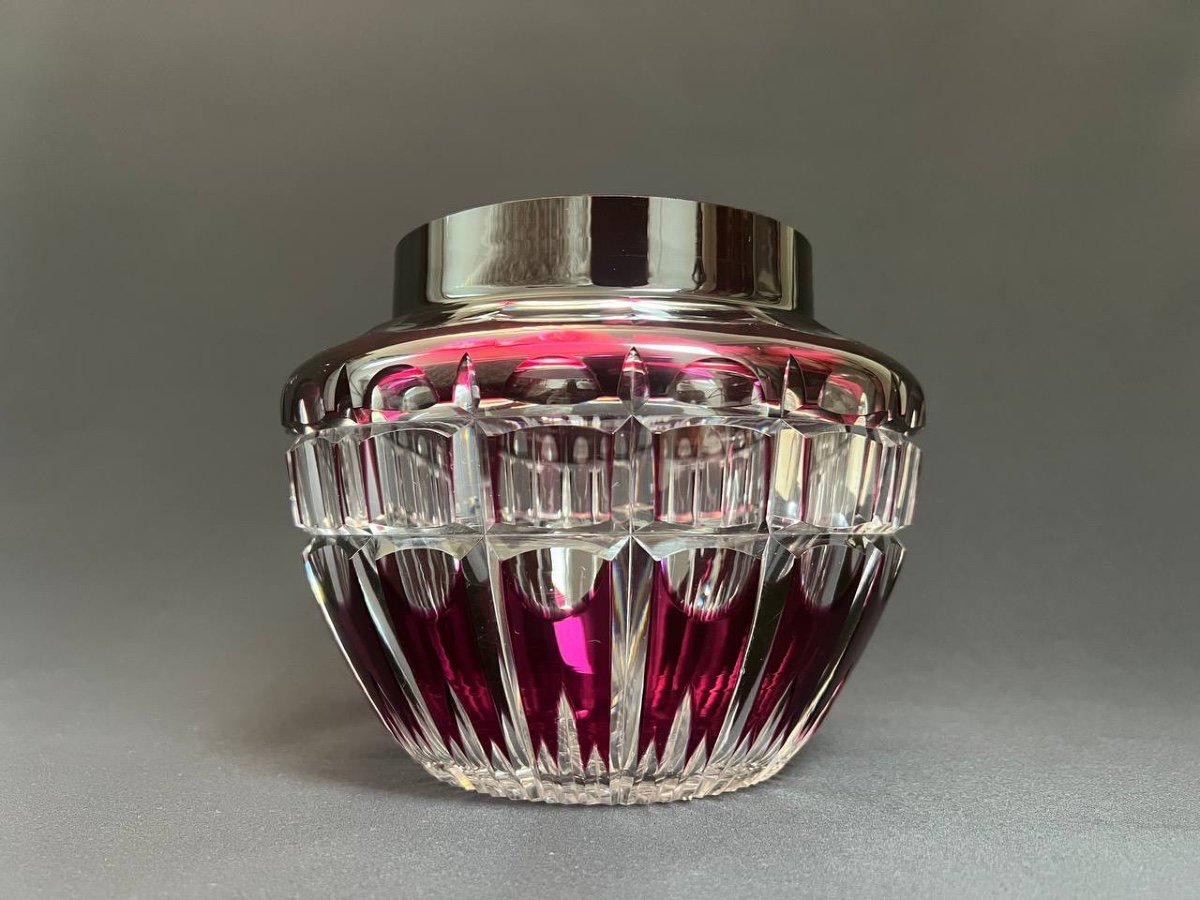 Art Deco Val Saint Lambert Cut Crystal Vase, 1950s   -photo-2