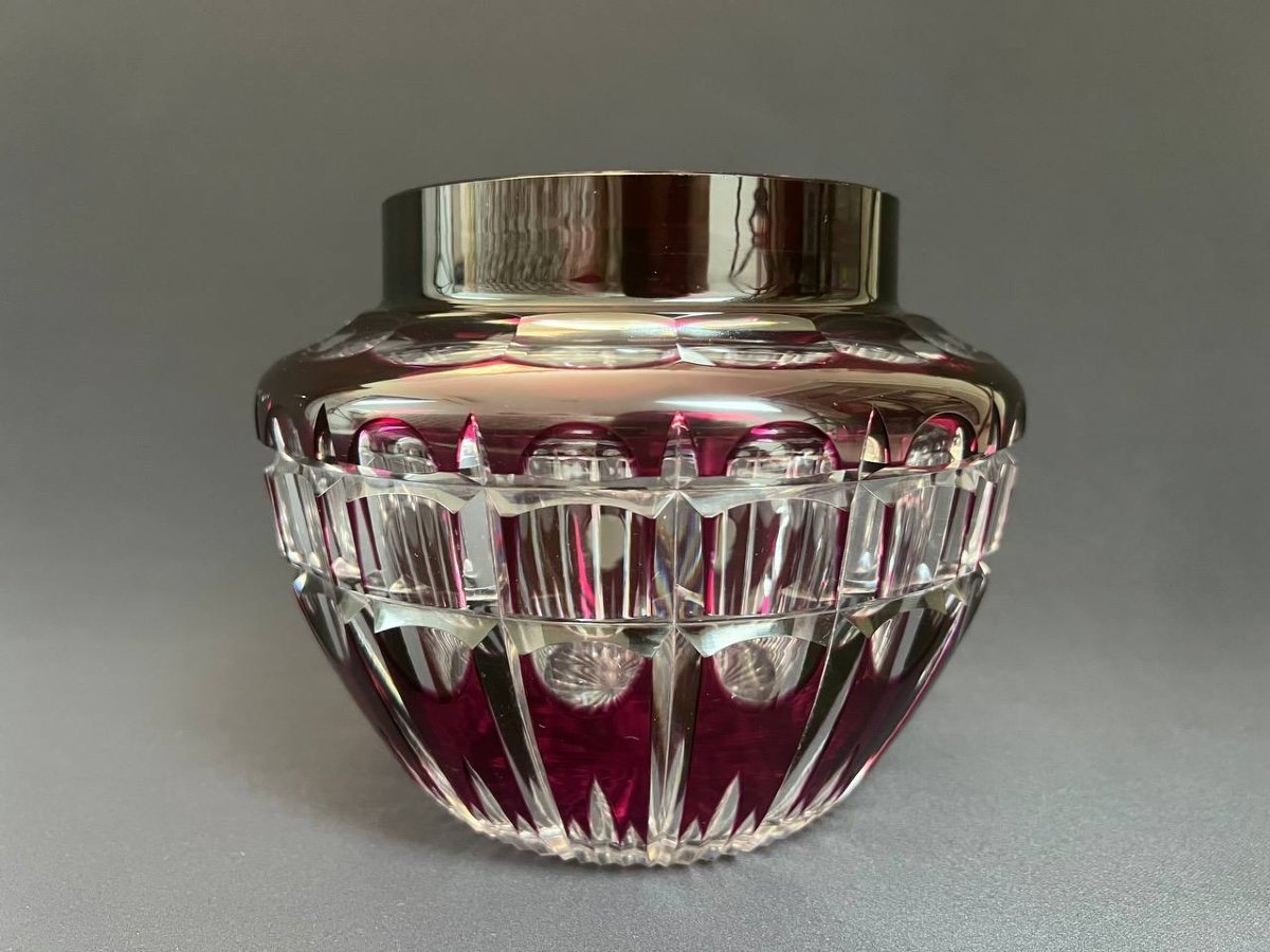 Art Deco Val Saint Lambert Cut Crystal Vase, 1950s   -photo-5