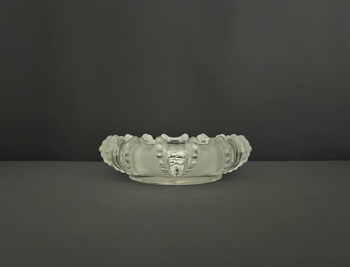 Lalique France, Vide Poche / Vase / Bol "cannes" En Cristal Moulé-photo-1