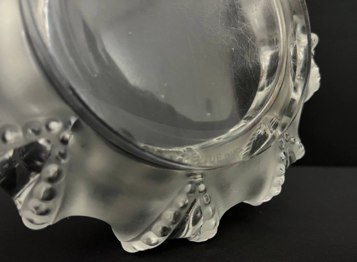 Lalique France, Vide Poche / Vase / Bol "cannes" En Cristal Moulé-photo-4