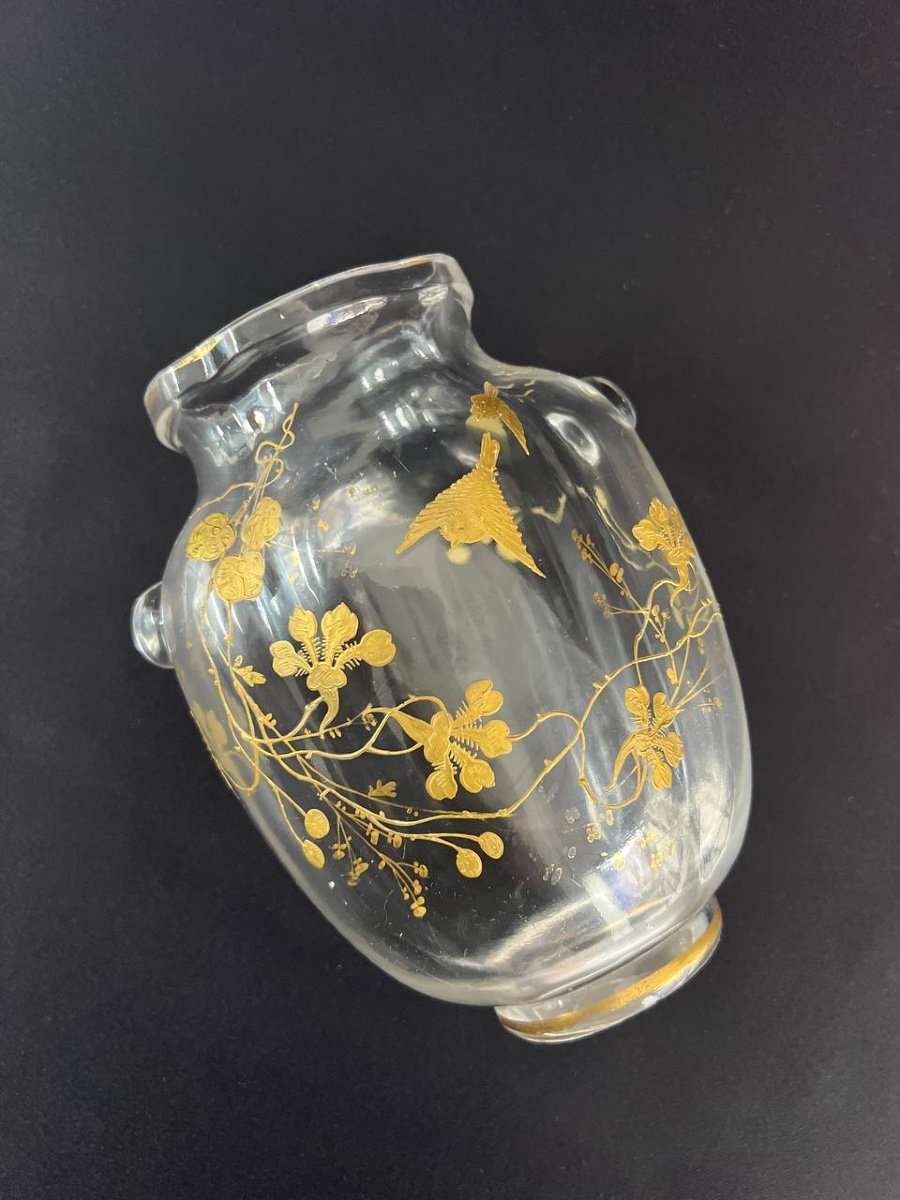 Baccarat Crystal Vase With Gold Decor