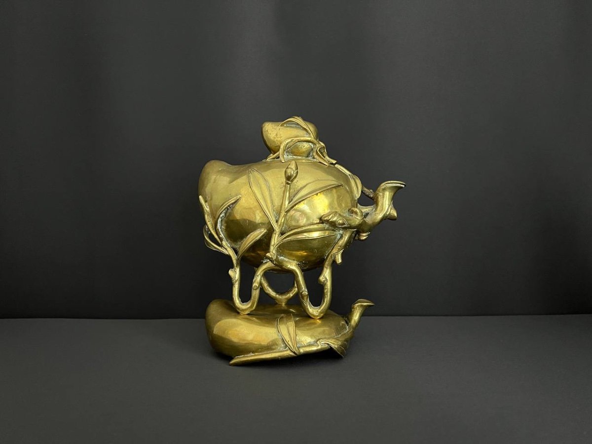 Bronze Incense Burner, In The Shape Of A Peach Of Longevity-photo-1