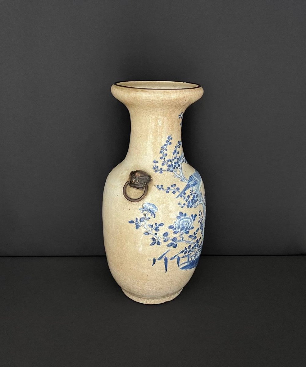 Chine. Nankin. Vase à Décor En Relief d'Oiseaux-photo-4