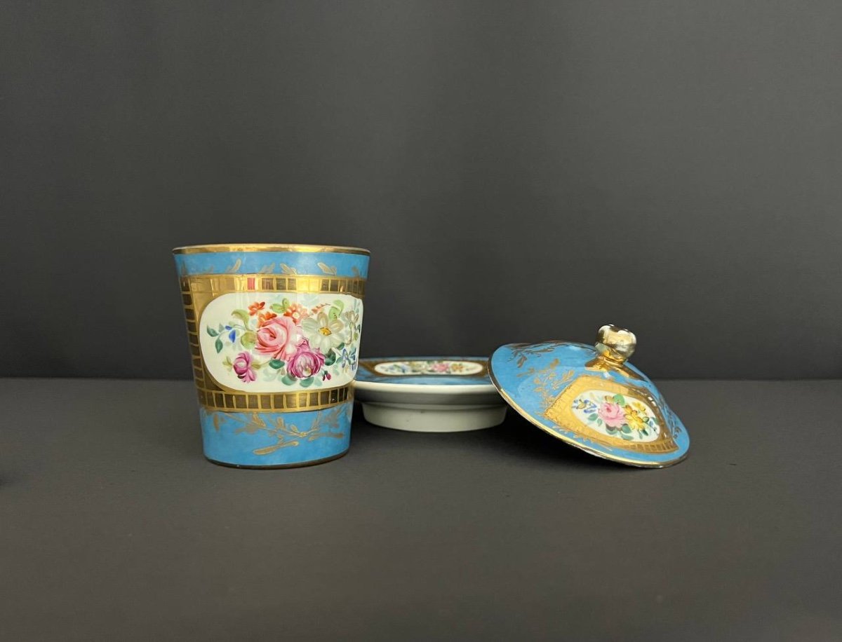 Trembleuse Cup With Its Saucer In Porcelain. In The Taste Of Sevres, 19th Century-photo-4