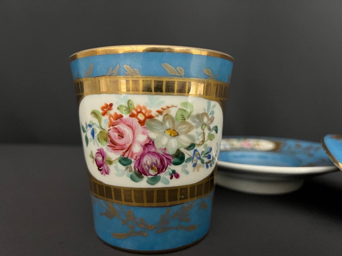 Trembleuse Cup With Its Saucer In Porcelain. In The Taste Of Sevres, 19th Century-photo-5