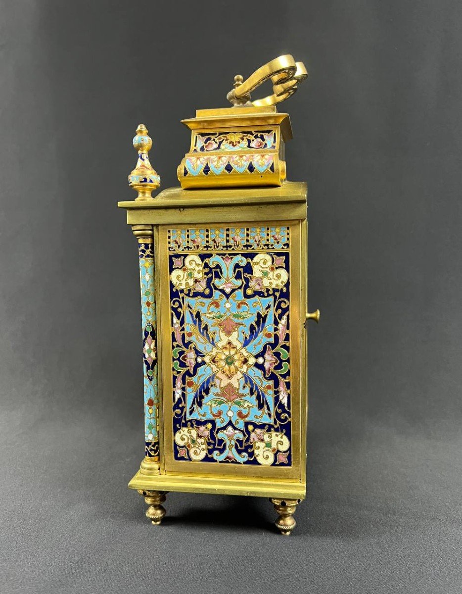 Gilt Bronze And Cloisonné Enamel Travel Clock, Late 19th Century -photo-2